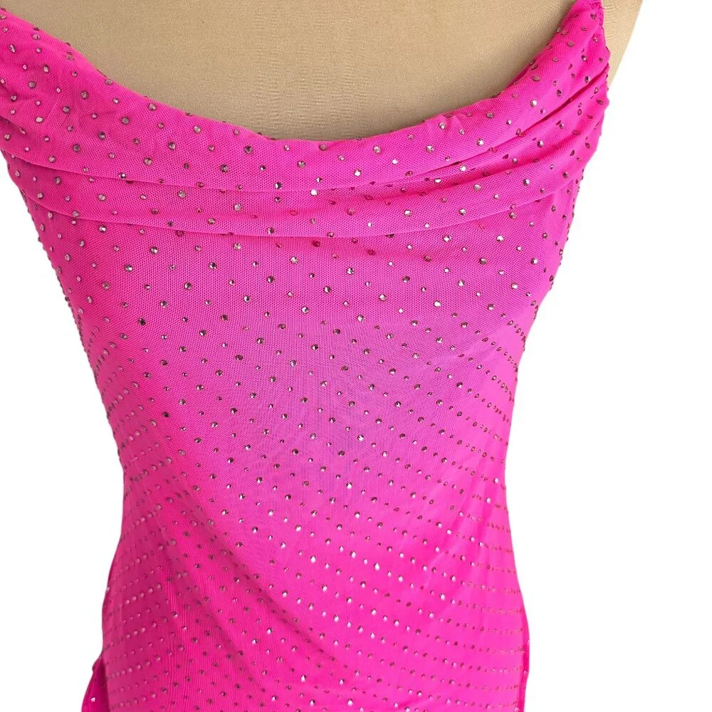 White Fox Boutique Hot Pink Mini Dress with Rhinestones - Picture 2 of 5